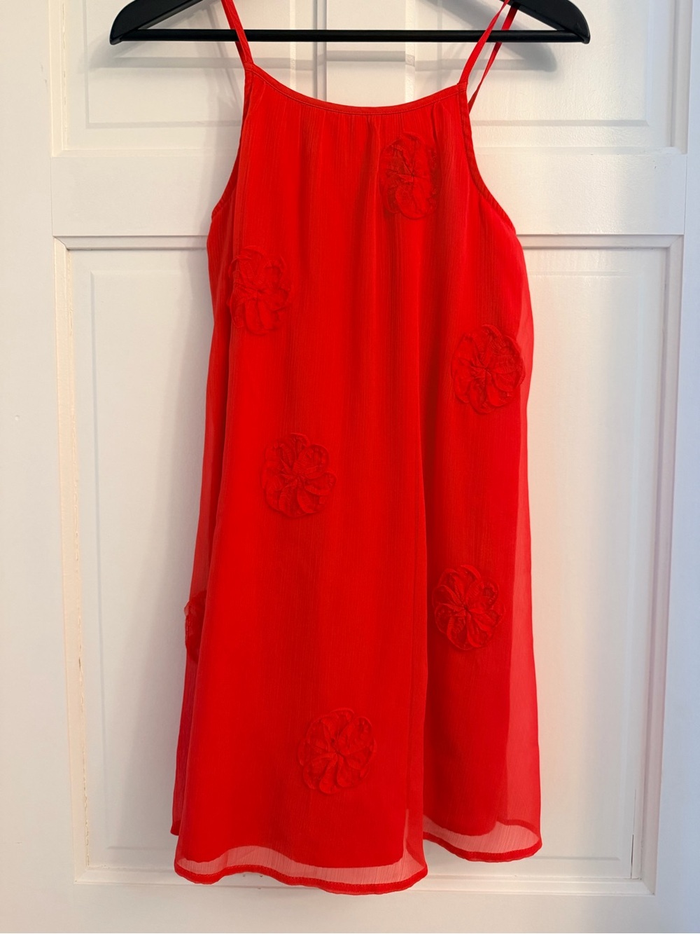 abercrombie kids Red Floral-Appliqué Spaghetti-Strap Sundress
